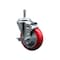 Service Caster 4'' Red Polyurethane Wheel Swivel 7/16'' Grip Ring Stem Caster with Brake SCC-GR20S414-PPUB-RED-TLB-716138 - alternate 1